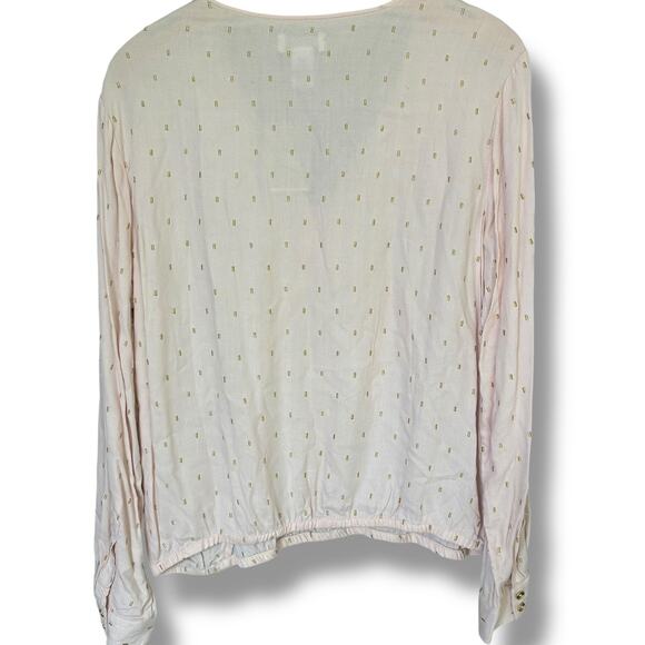 Carmen Marc Valvo Top NWT Womens Sz X-Large Blush'n Metallic Faux Wrap Pullover - Picture 2 of 6